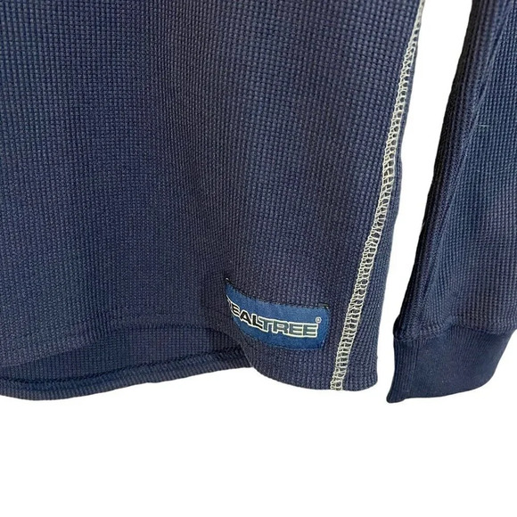 Realtree Mens Dark Blue Waffle Knit Long Sleeve Shirt Small Stretch Henley Basic - Picture 5 of 6